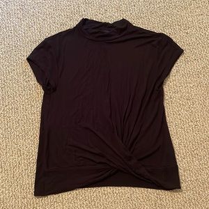 ALMOST FAMOUS Black Short Sleeve Twist-Front top. Never Worn. Size: M Juniors